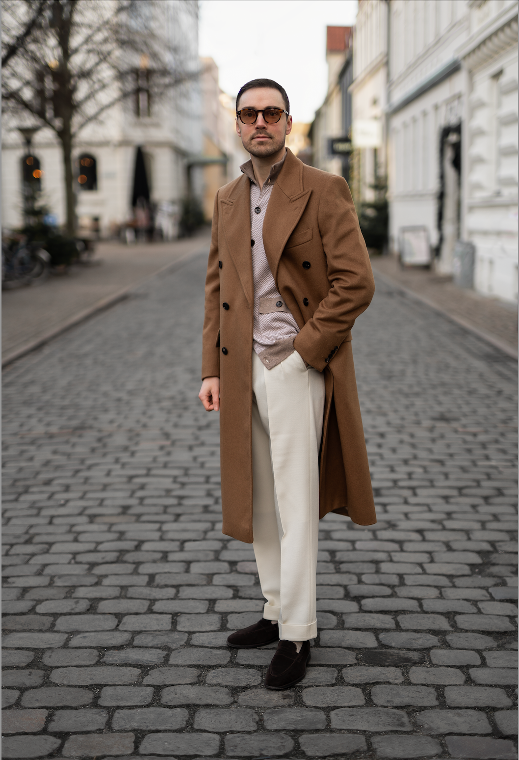 Long Wool & Cashmere Brown Leonardo Coat