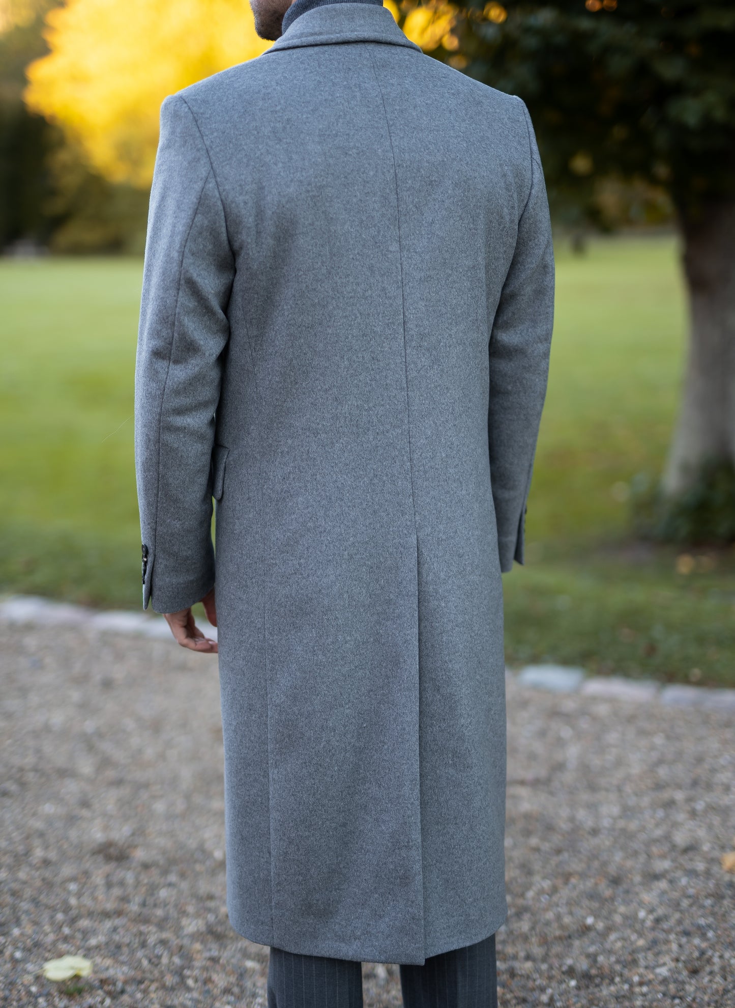 Long Wool & Cashmere Grey Leonardo Coat
