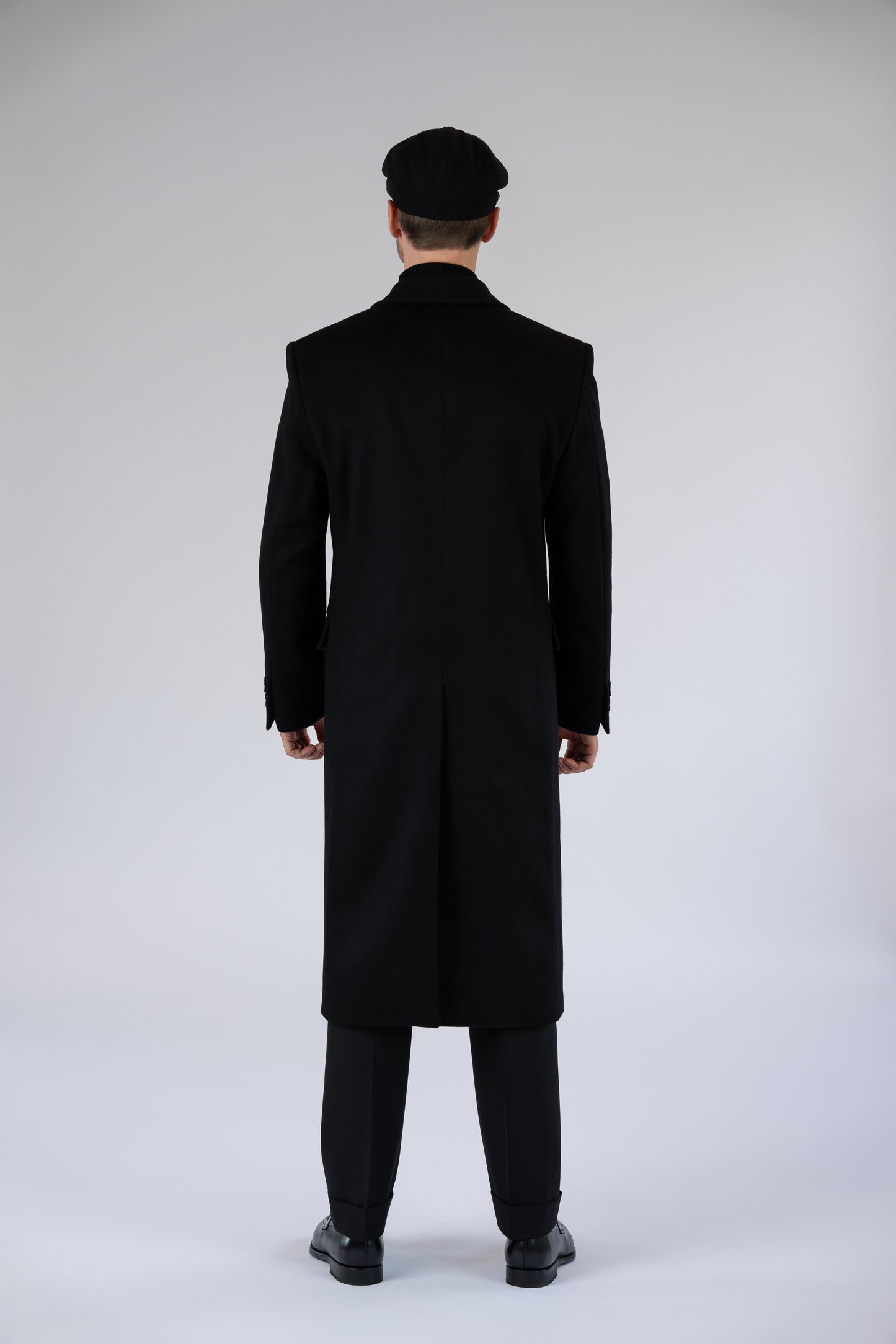Long Wool & Cashmere Black Leonardo Coat
