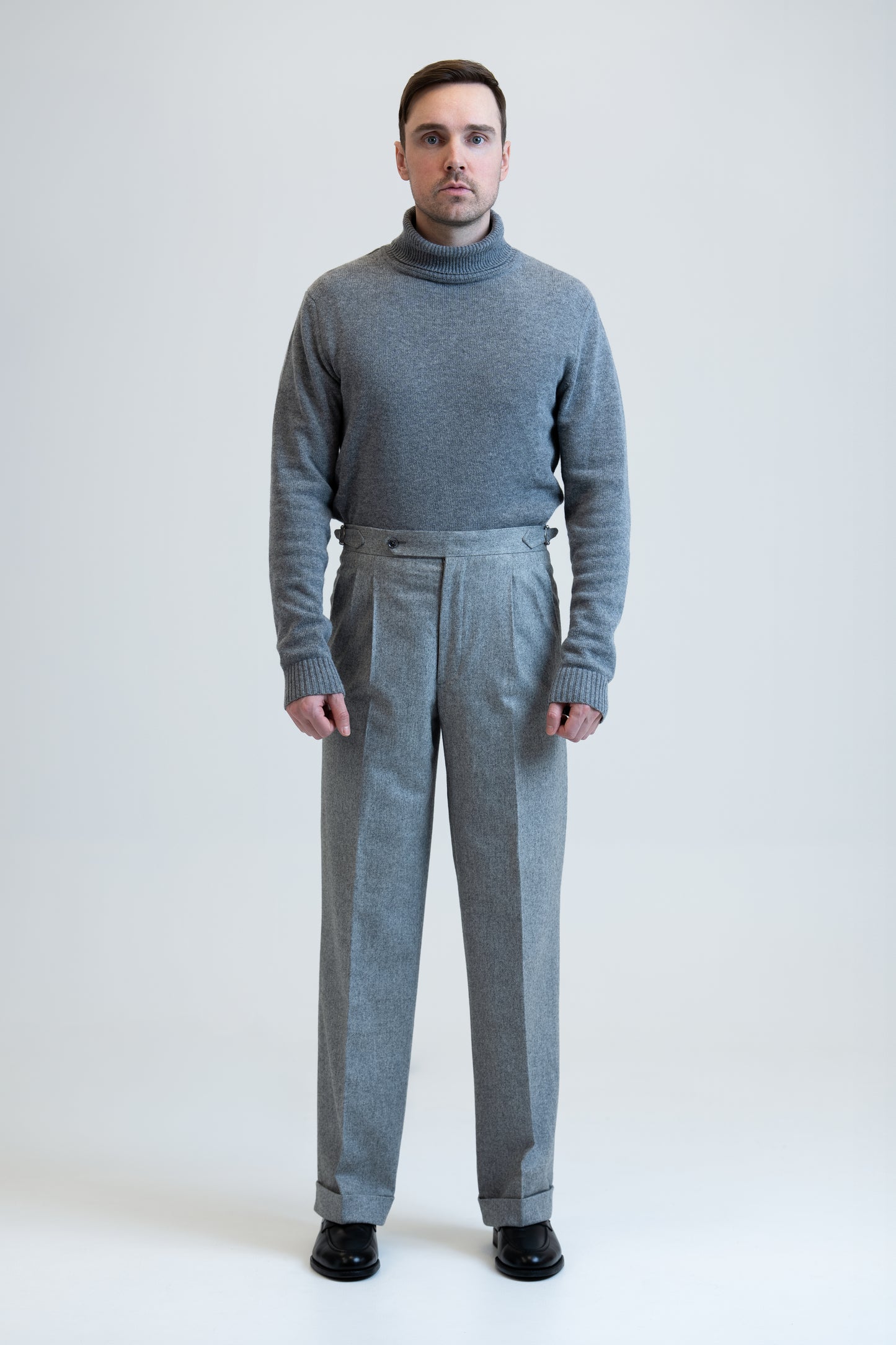 Light Grey Textured Wool Trousers Sample