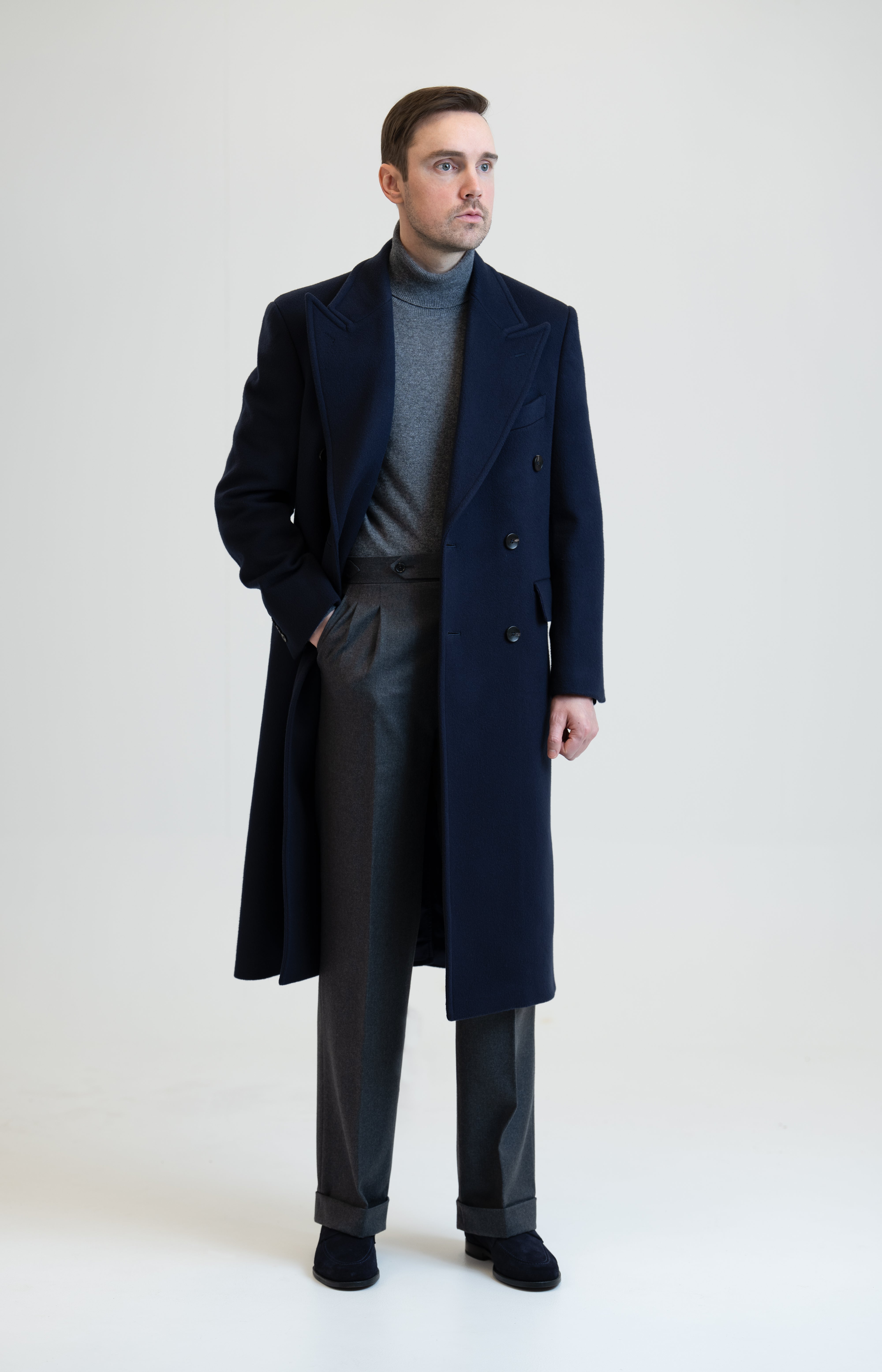 Long Wool & Cashmere Navy Leonardo Coat – Edward Copenhagen