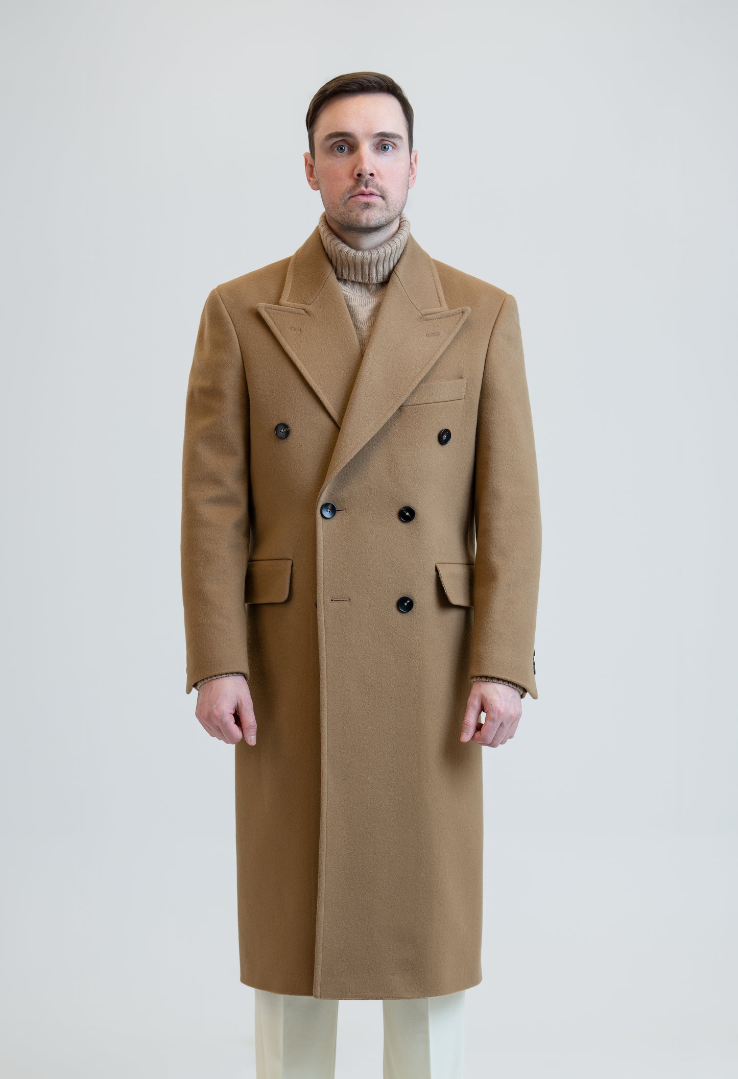 Long Wool & Cashmere Camel Leonardo Coat