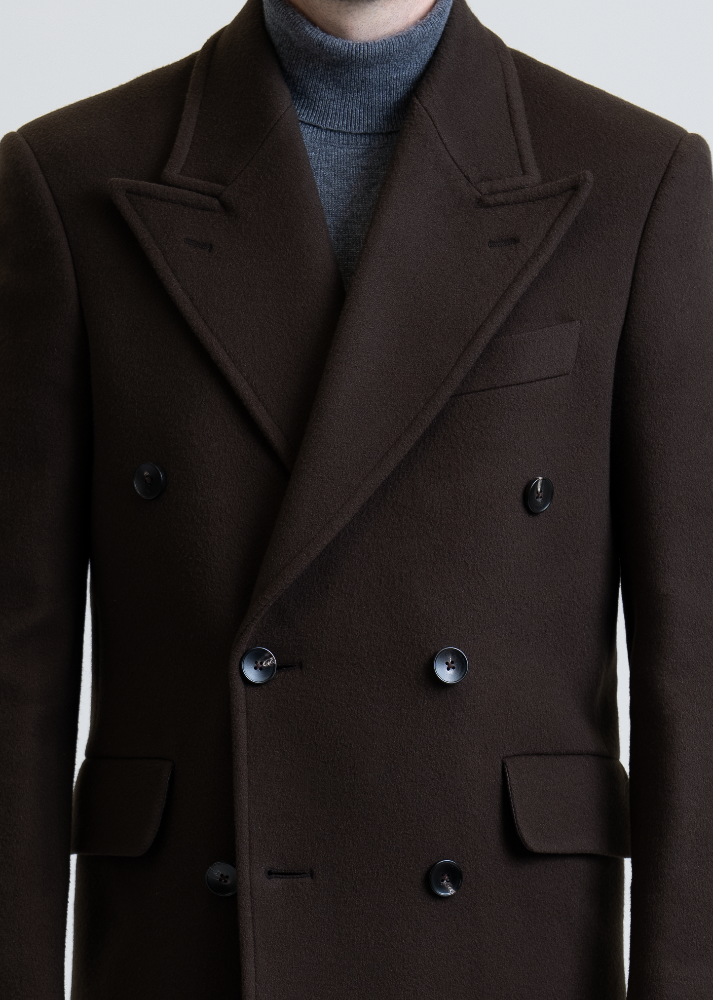 Long Wool & Cashmere Dark Brown Leonardo Coat