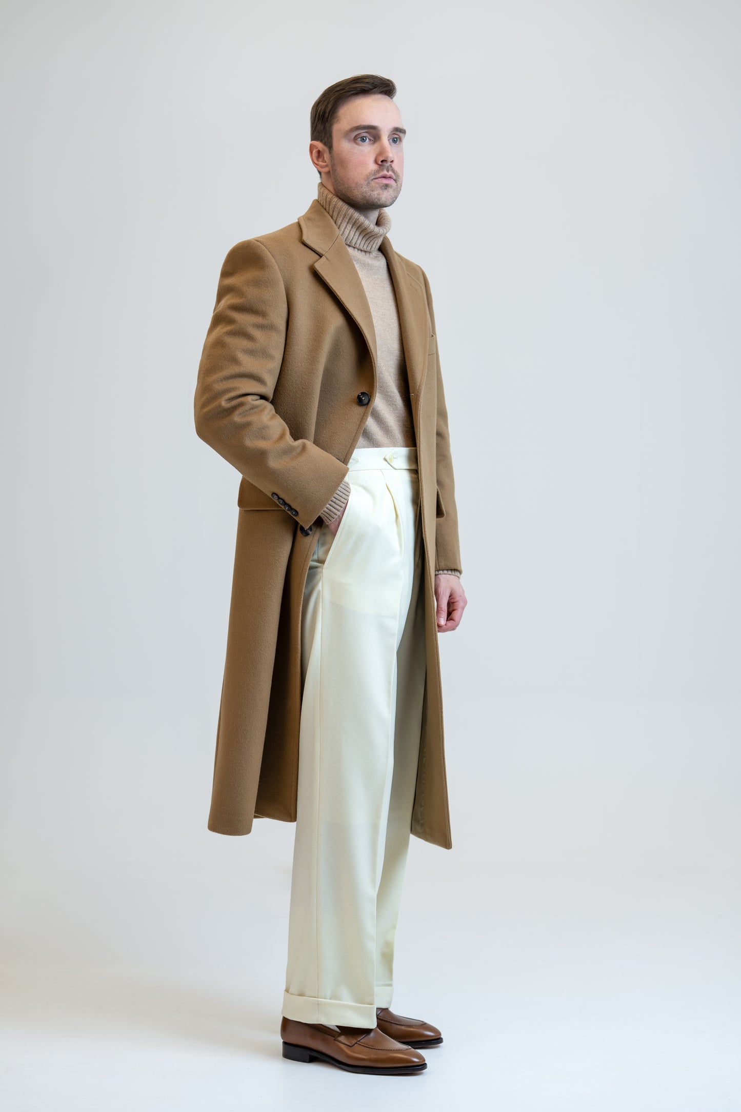 Long Wool & Cashmere Camel Lorenzo Coat