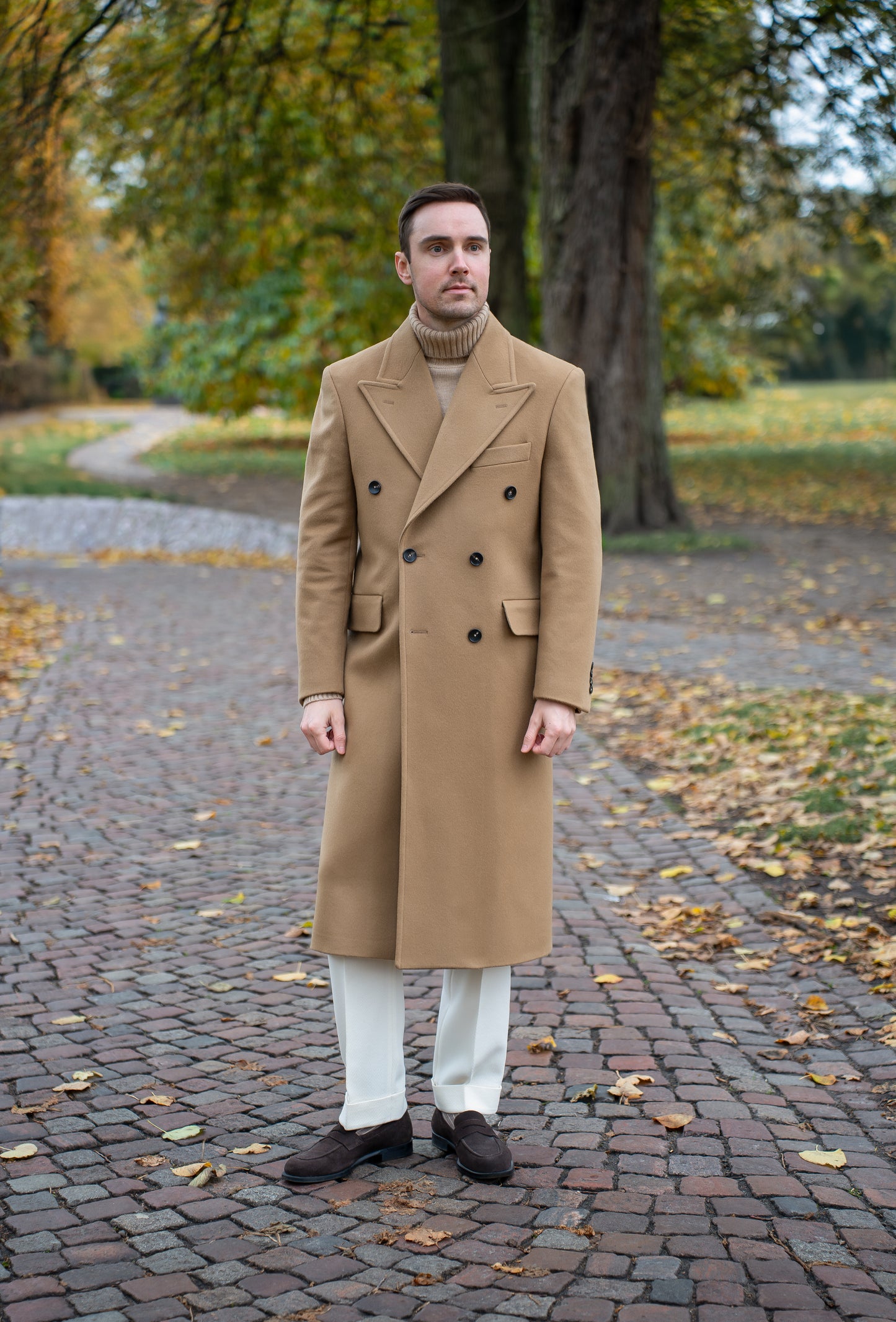 Long Wool & Cashmere Camel Leonardo Coat