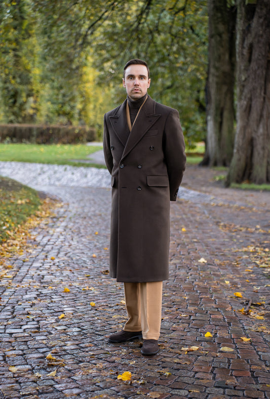 Long Wool & Cashmere Dark Brown Leonardo Coat