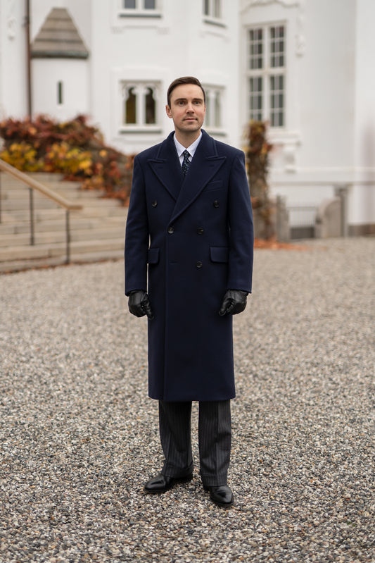 Long Wool & Cashmere Navy Leonardo Coat