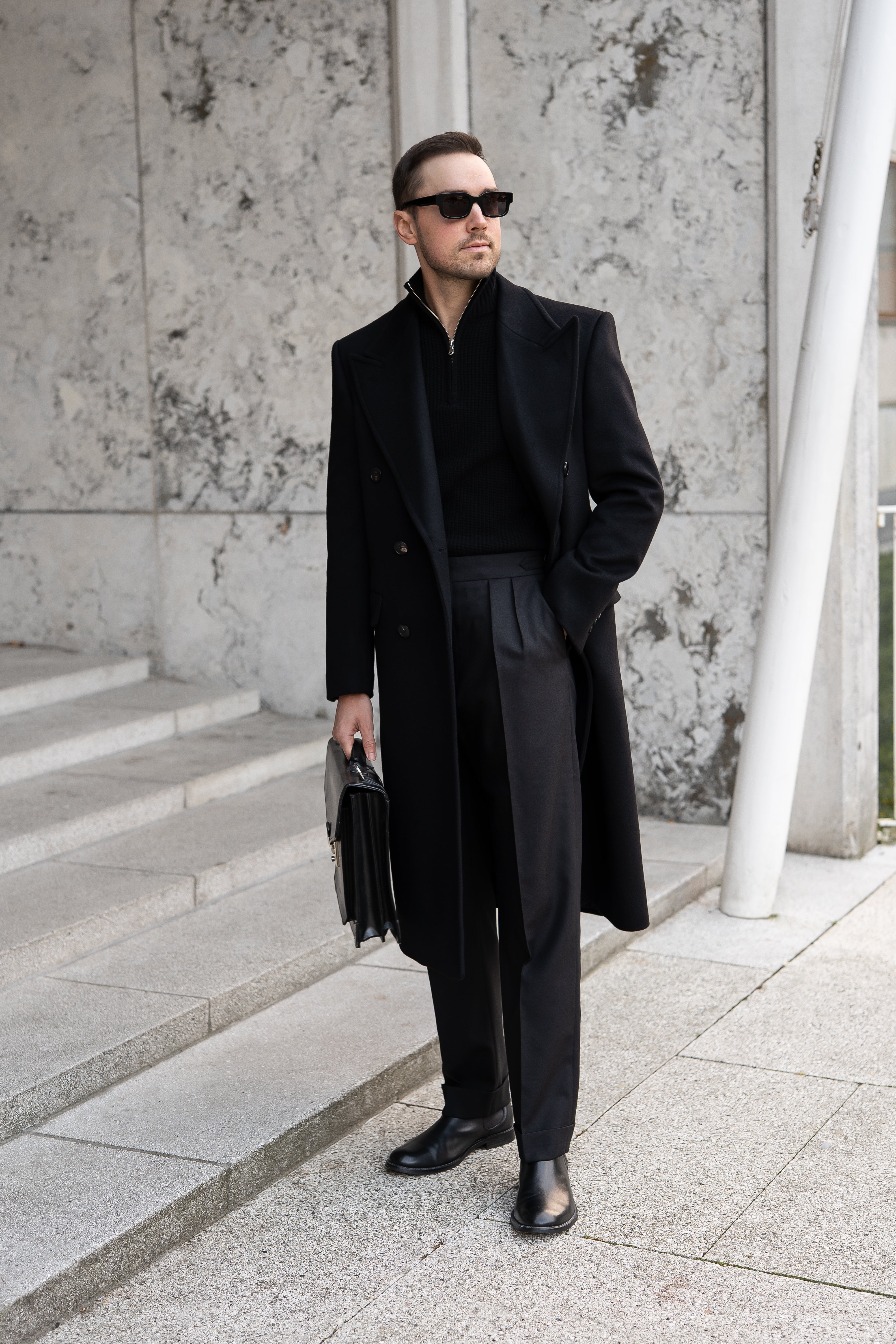 Long Wool & Cashmere Black Leonardo Coat – Edward Copenhagen